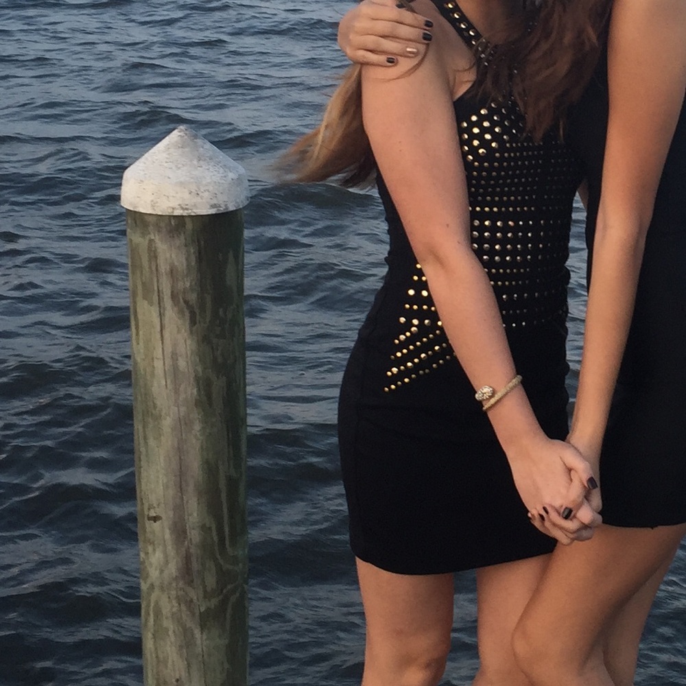 Black with gold and silver detail dress